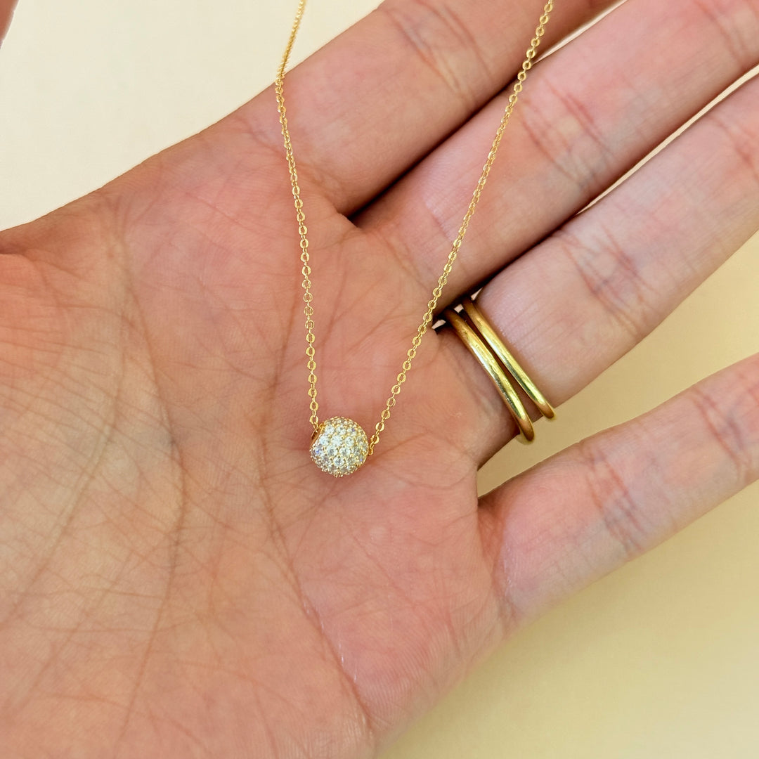 Zircone dainty ball gold plated pendant