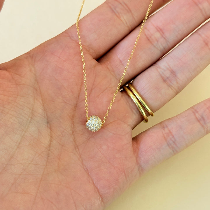 Zircone dainty ball gold plated pendant