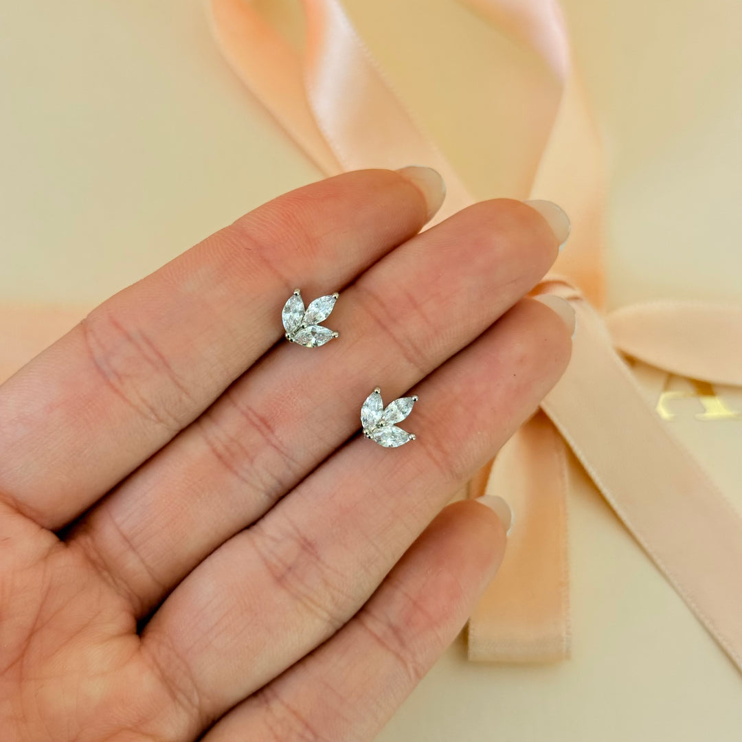 Dainty marquise zircone silver studs