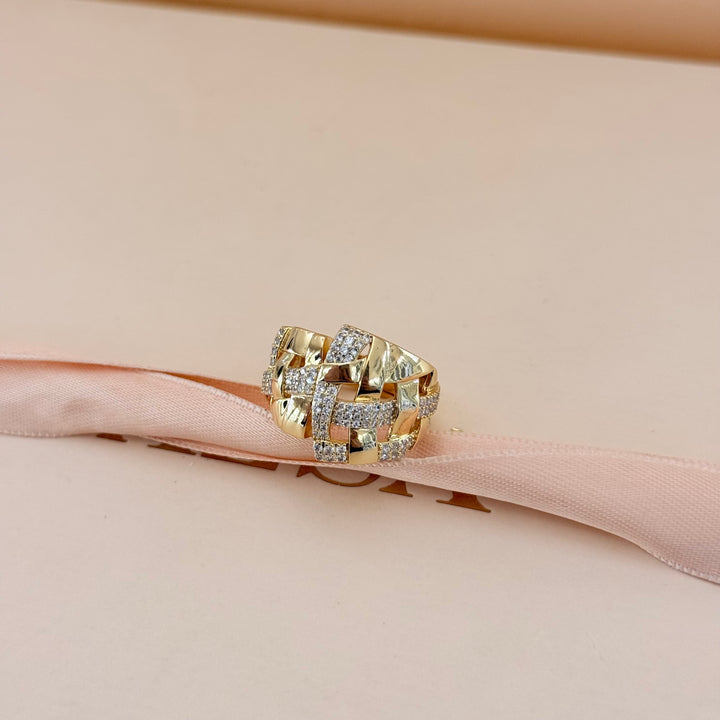 Grid zircone gold plated ring
