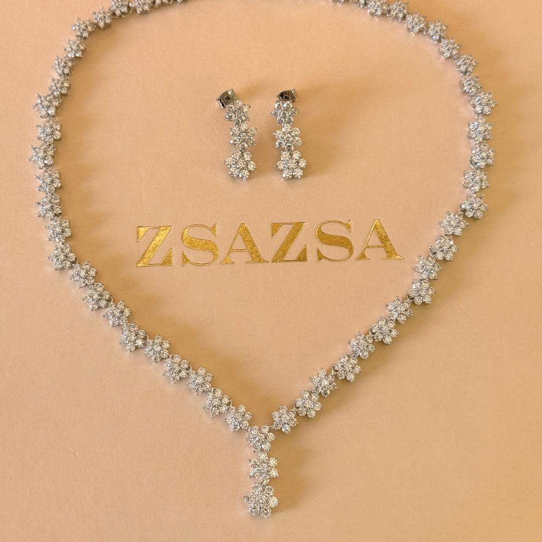 Flower zircone silver set