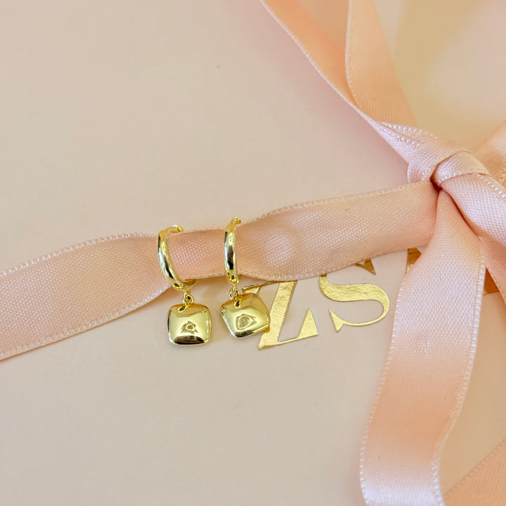 Square sterling silver gold plated hoops