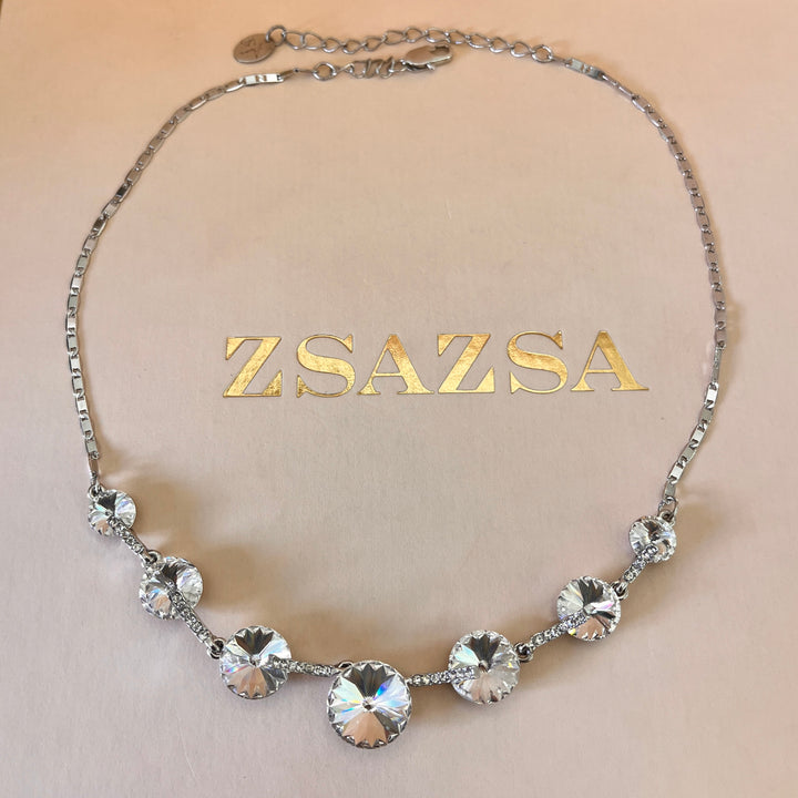 Swarovski crystals round white gold plated set
