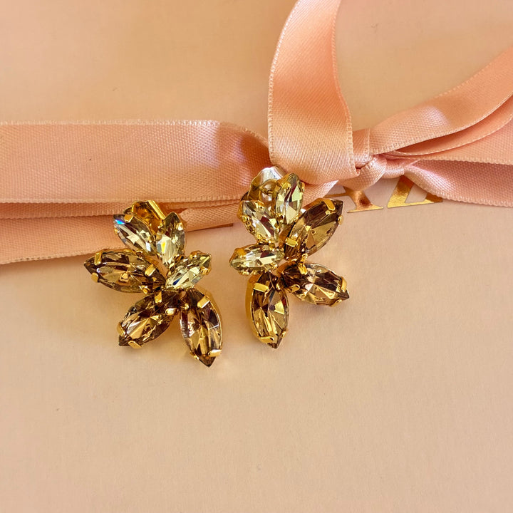 Bronze marquise Swarovski crystals earrings