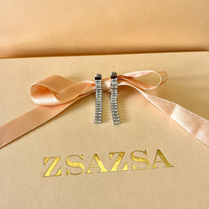 Baguette zircone stainless steel set