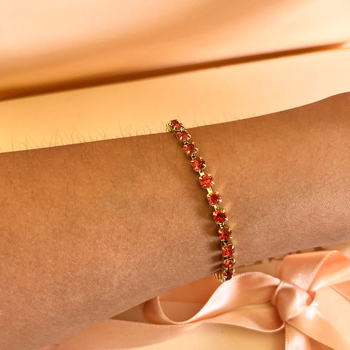 Coral Swarovski crystals  bracelet