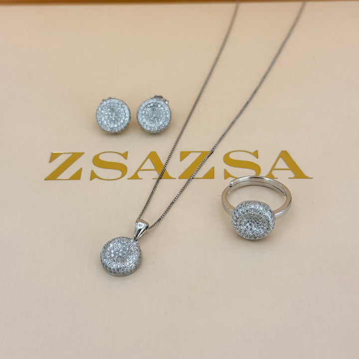 Round zircone sterling silver set