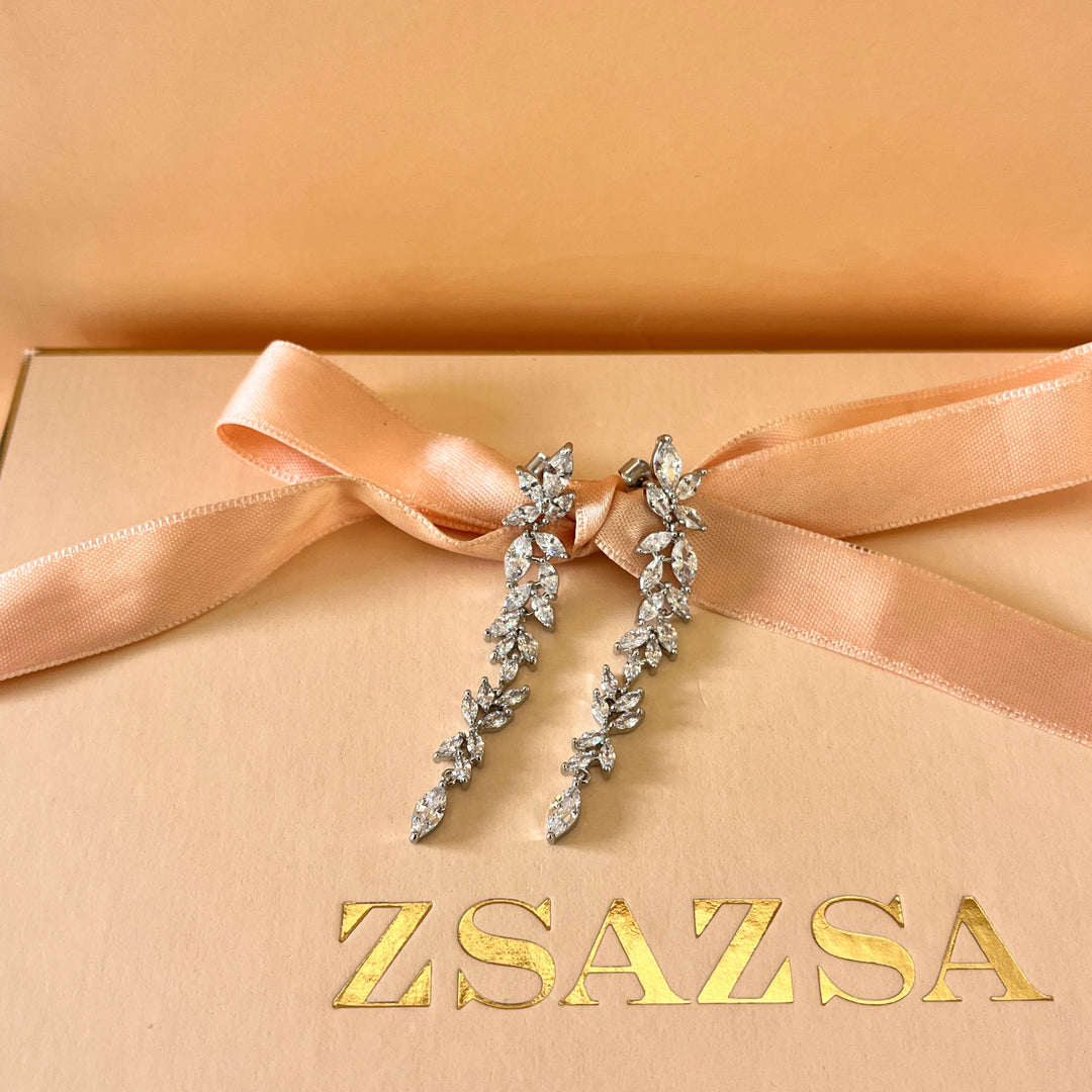 Marquise zircone white gold plated set