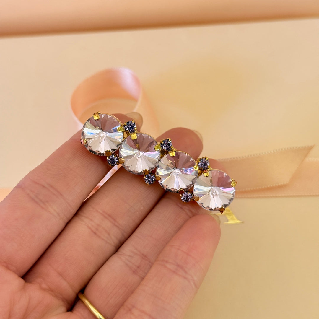 Light pink and lilac preciosa crystals gold plated brooch