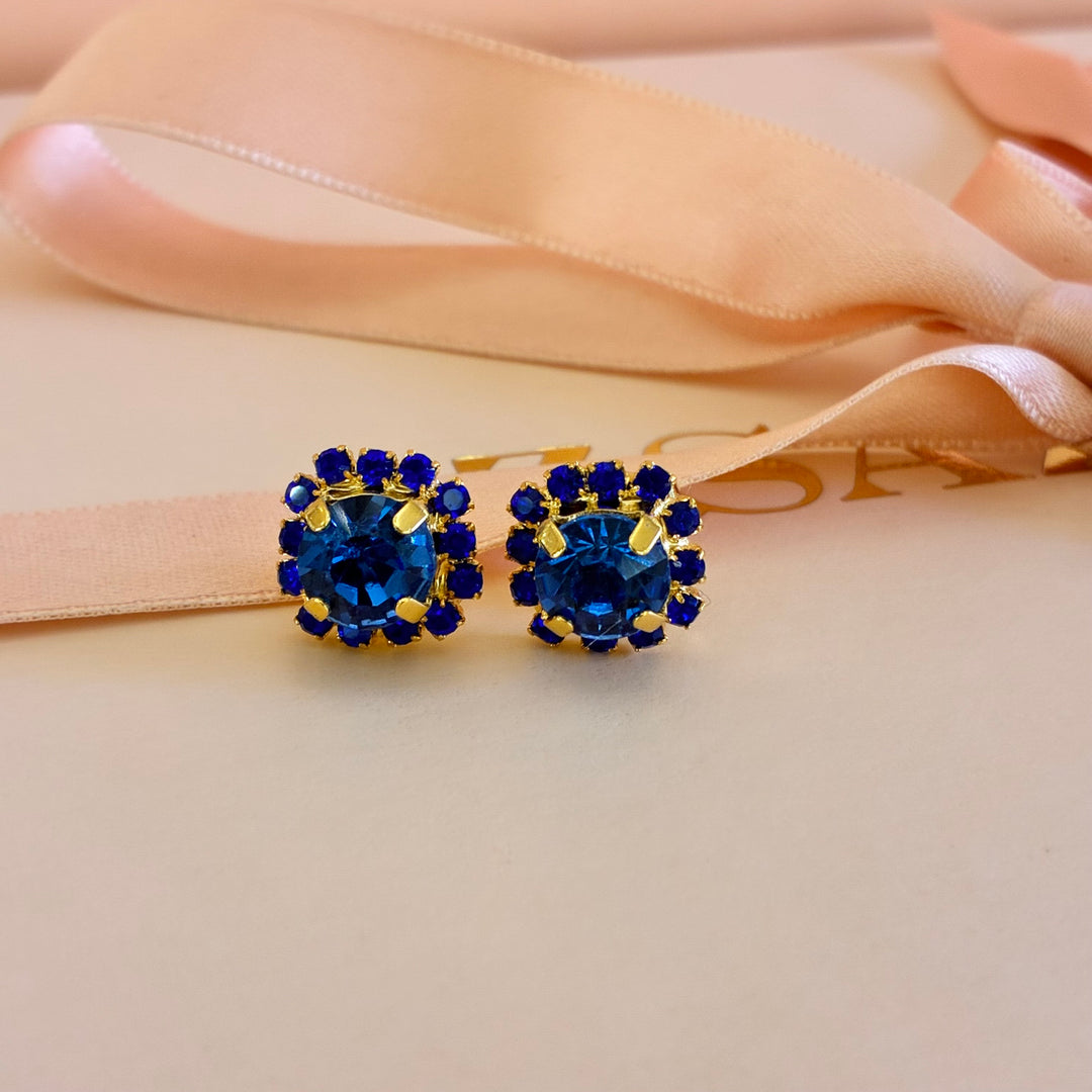 Royal blue Swarovski gold plated studs