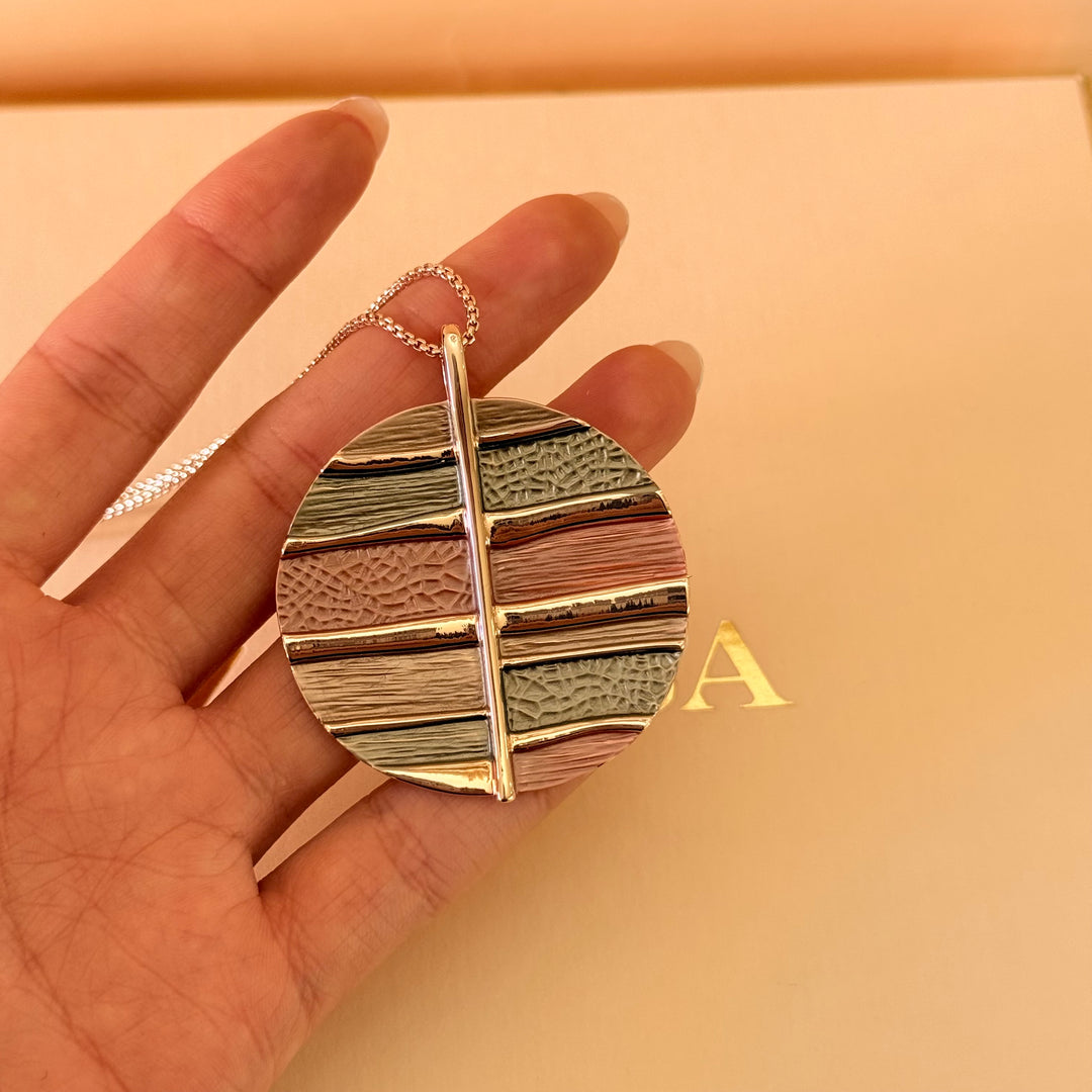 Brown and bronze mixed texture long adjustable necklace