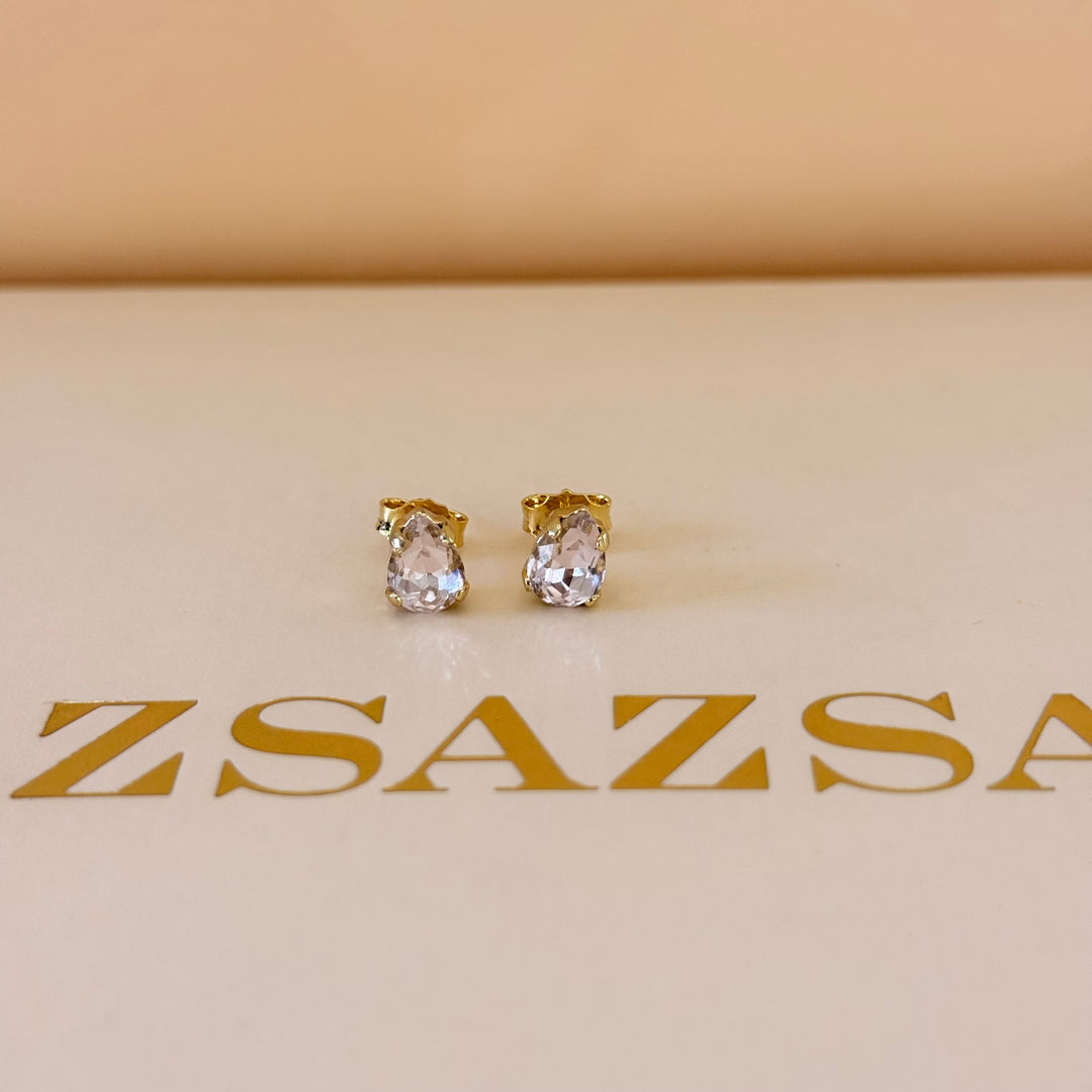 Dainty light pink teardrop sterling silver gold plated set