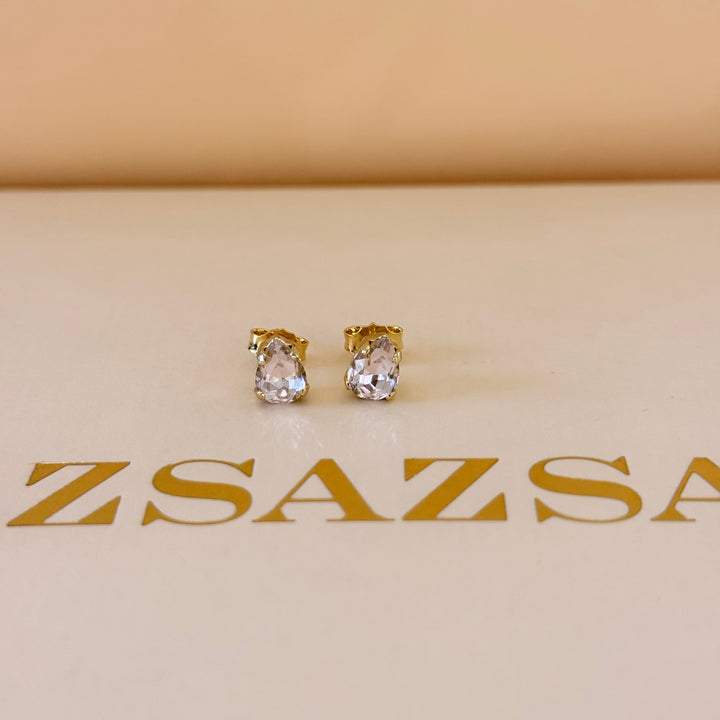 Dainty light pink teardrop sterling silver gold plated set