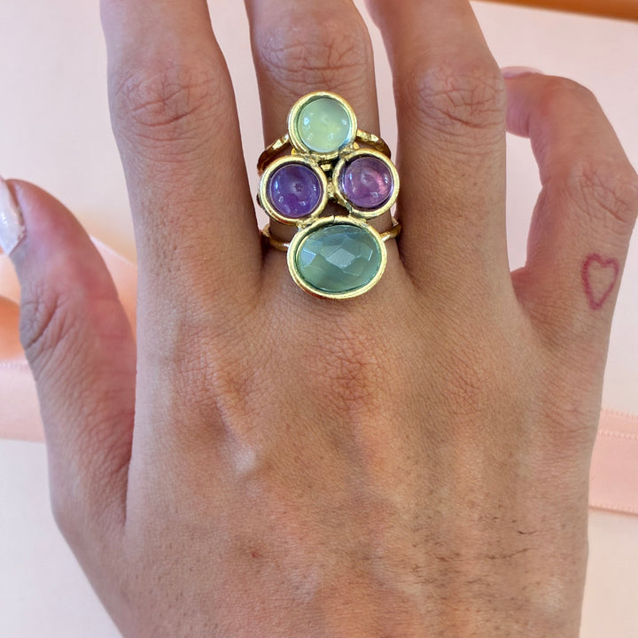 Handmade amethyst gold plated set
