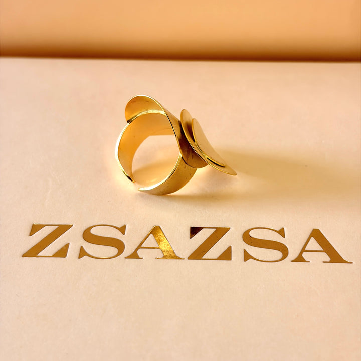 Handmade Two Circle Gold Ring | Gold Plated | ZsaZsa