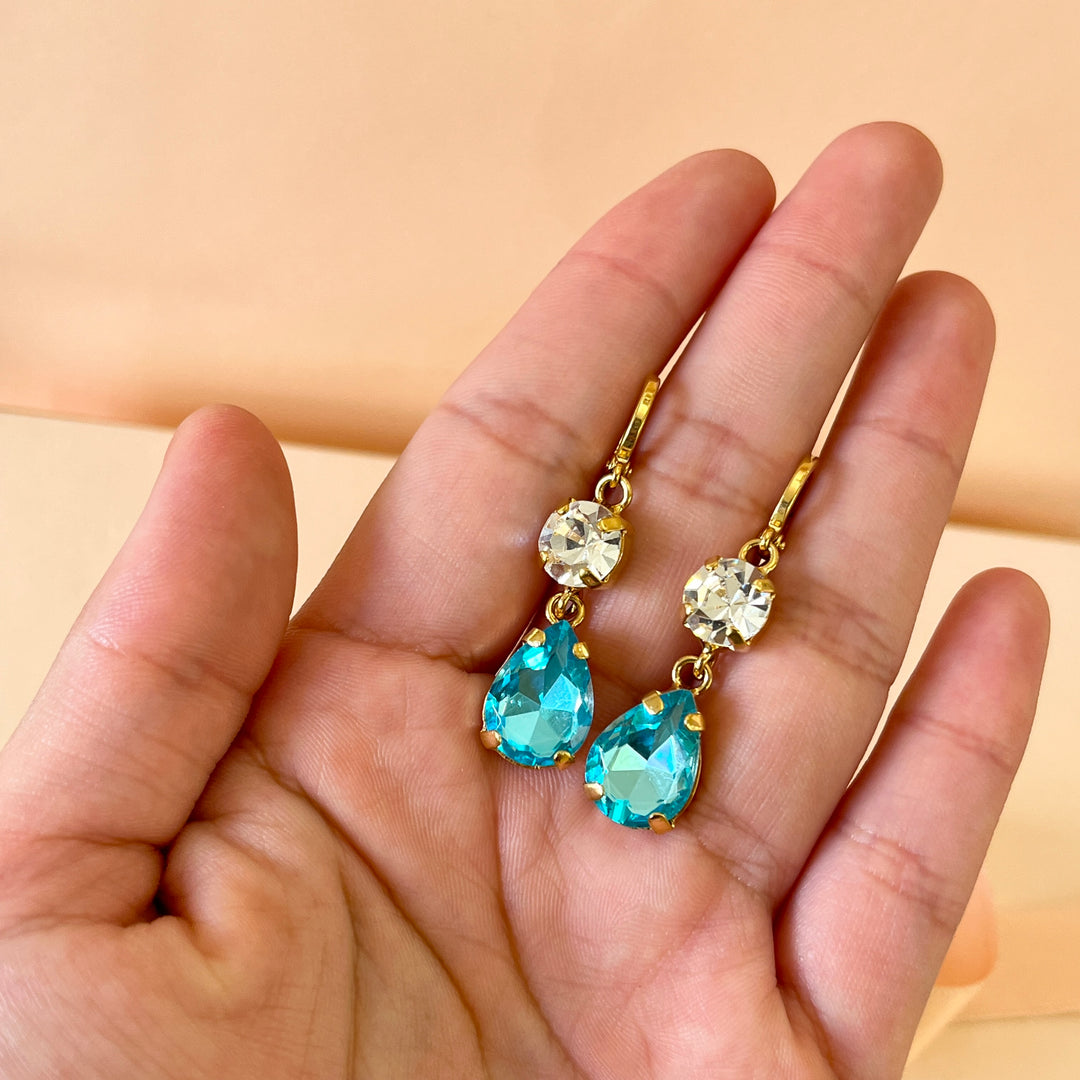 Turquoise Swarovski crystals hooks