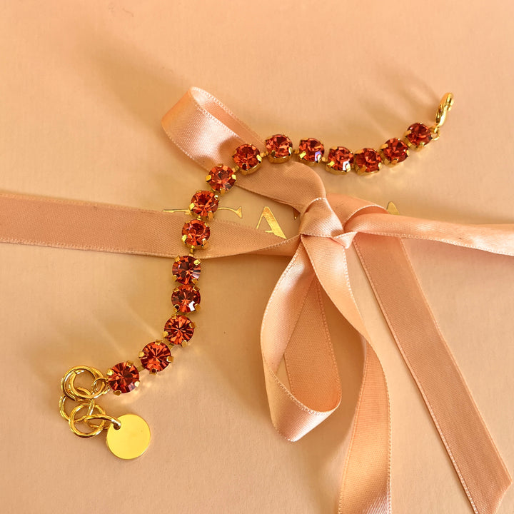 Coral Swarovski crystals  bracelet