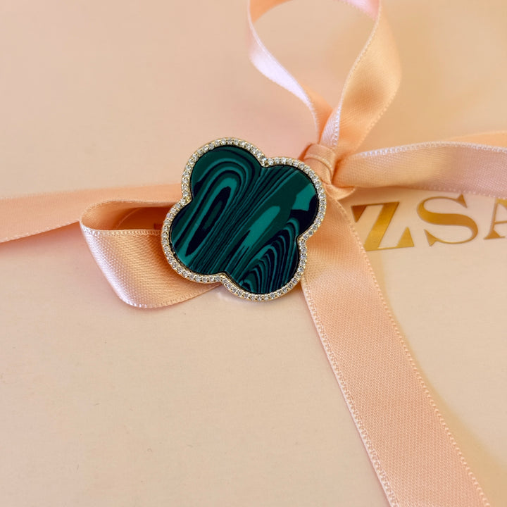 Van cleef Green and zircone gold plated brooch