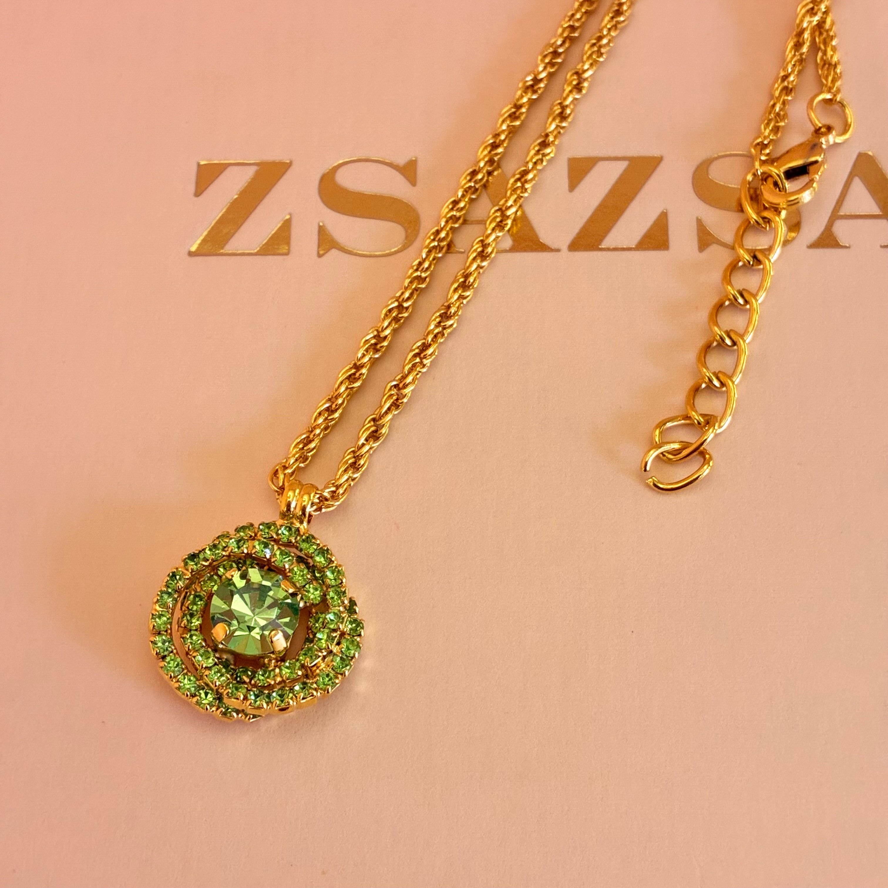 Round green Swarovski crystals pendant