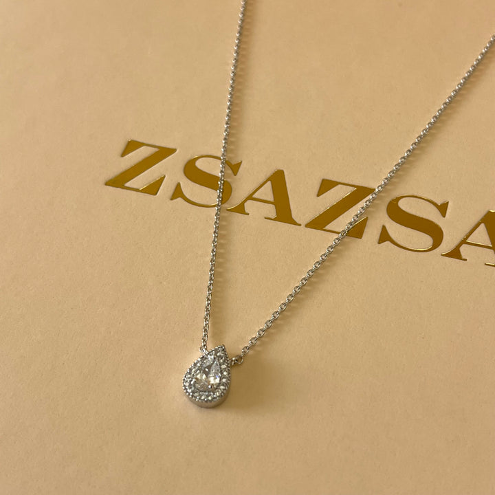 Silver zircone teardrop set