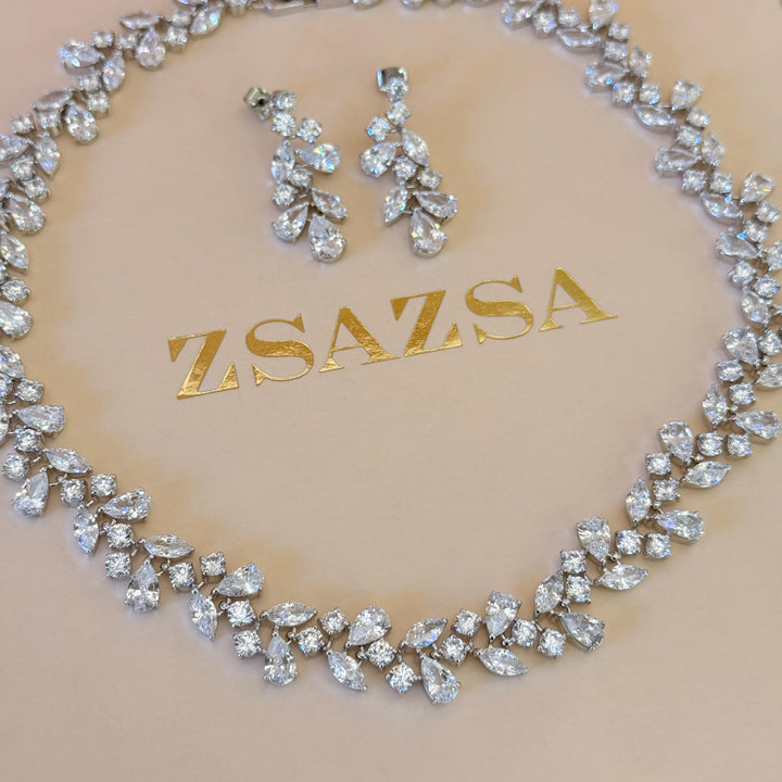 Chunky Marquise and teardrop zircone silver set