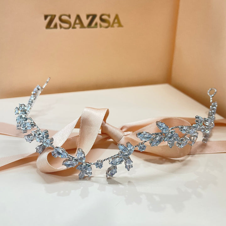 Silver rmarquise flexible cubic zircone headpiece