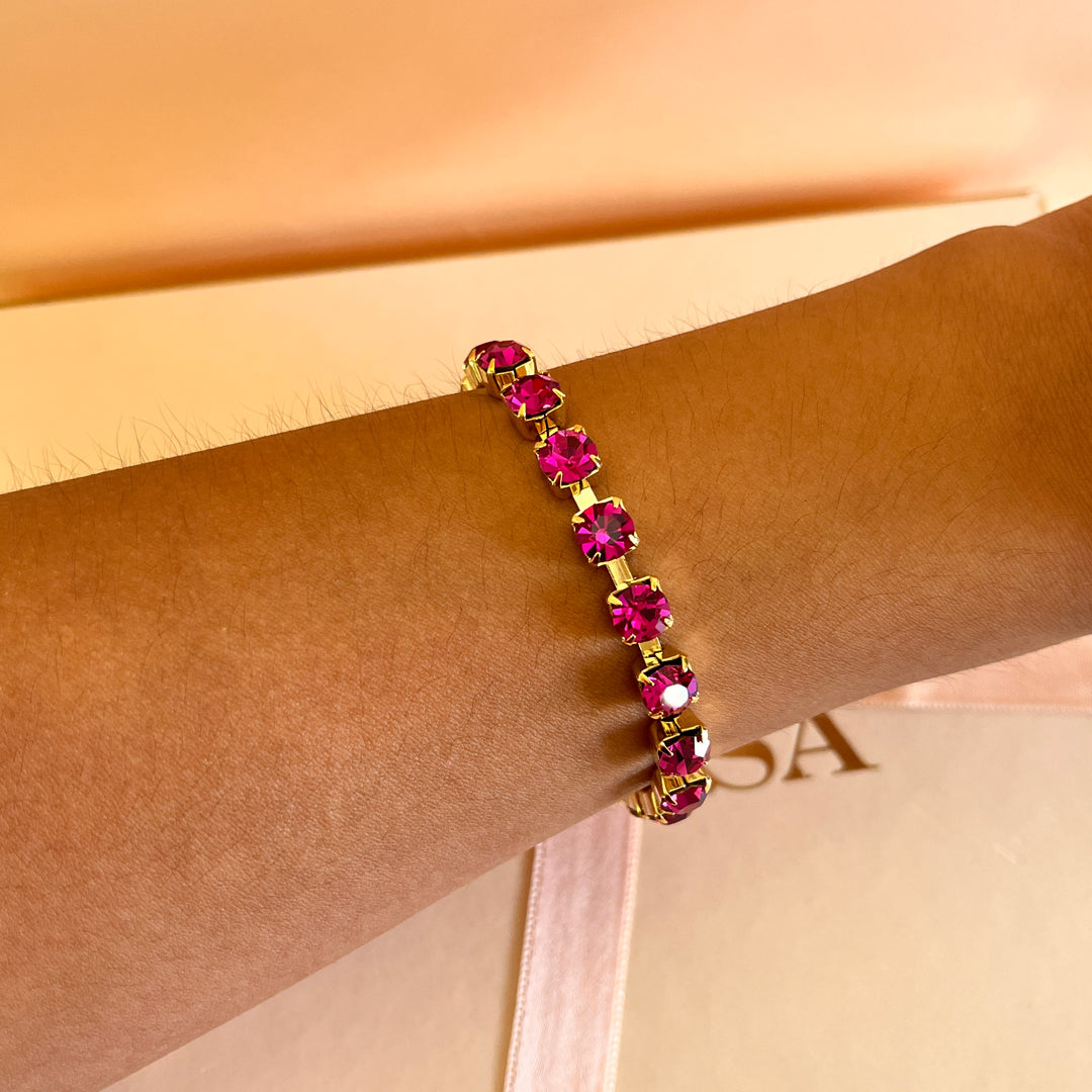 Fuchsia preciosa crystals bracelet