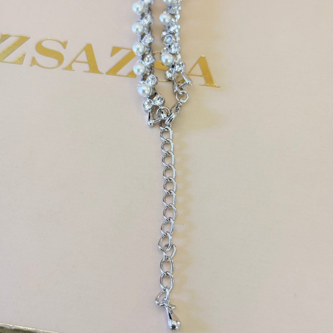 Swarovski crystals & pearls dainty silver set