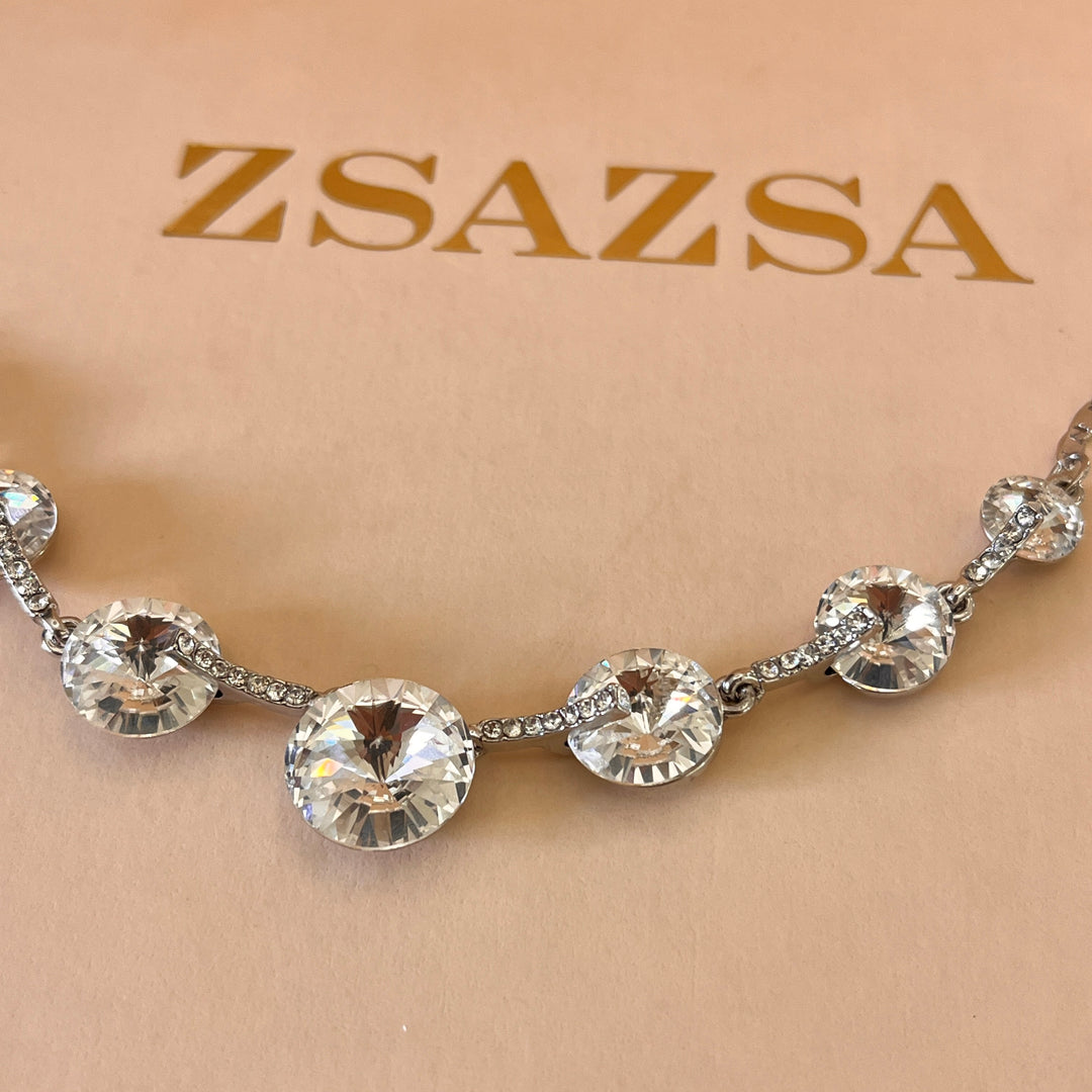 Swarovski crystals round white gold plated set