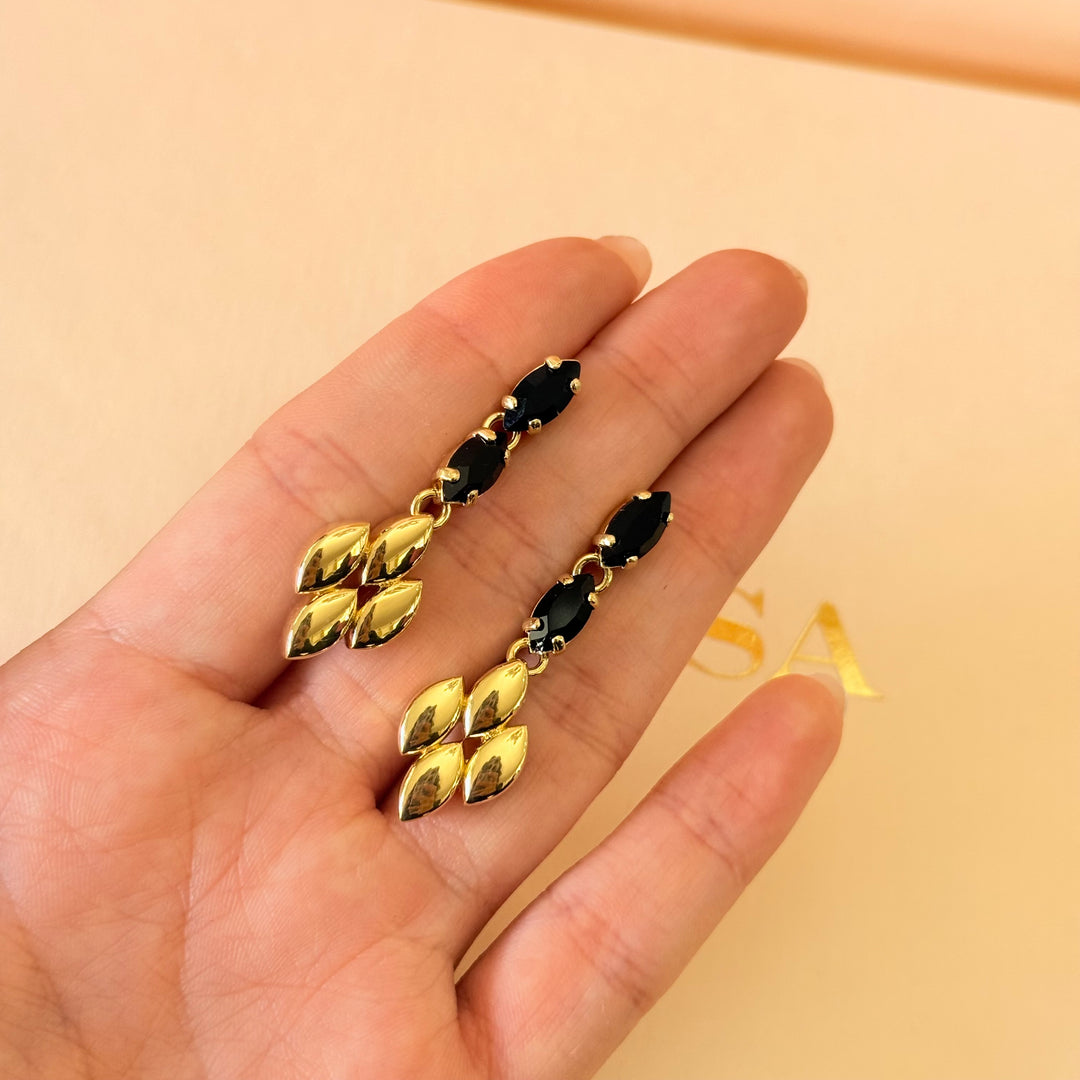 Black marquise Swarovski crystals earrings and bracelet