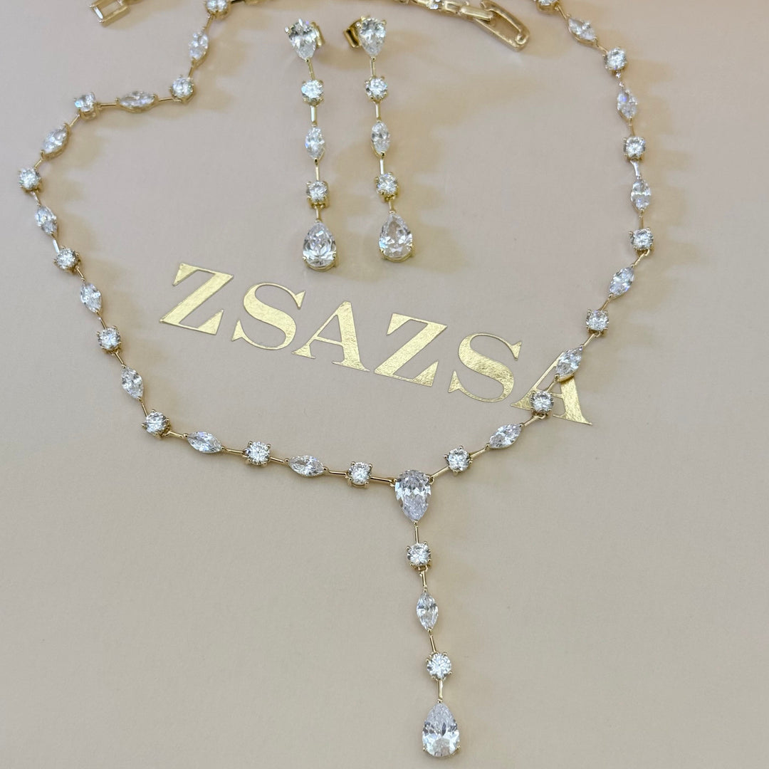 Teardrop zircone gold plated set