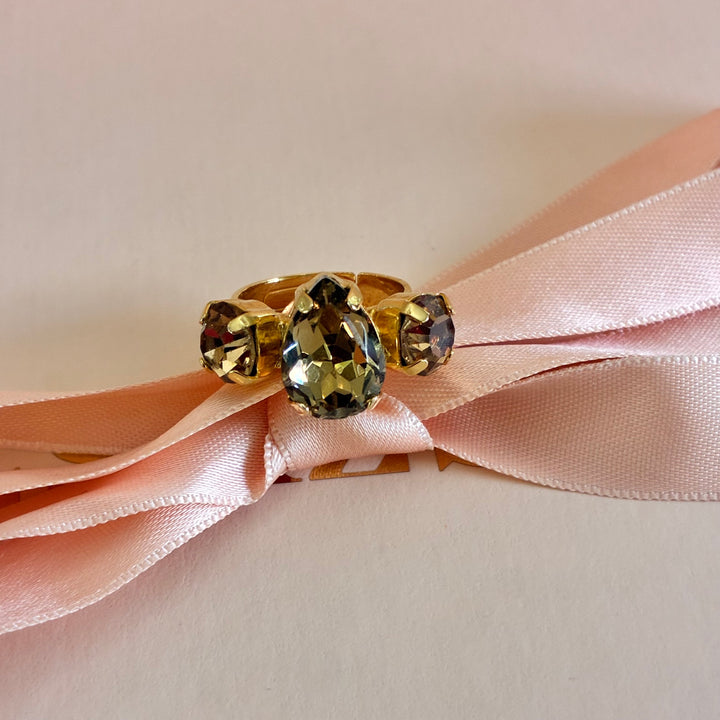 Teardrop Bronze Swarovski crystals ring