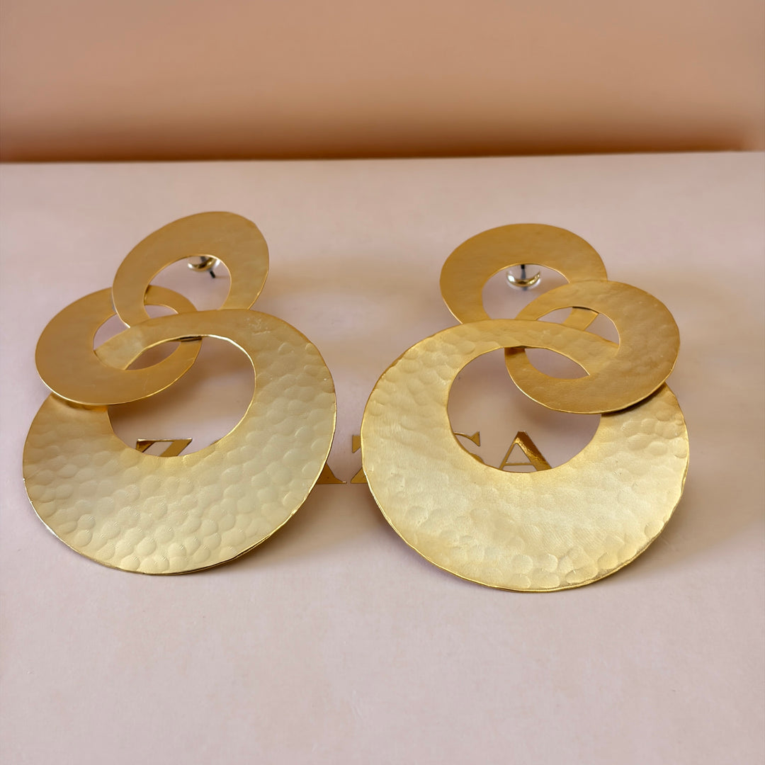 Handmade 3 Interlocking Circles Gold Earrings | Gold Plated | ZsaZsa
