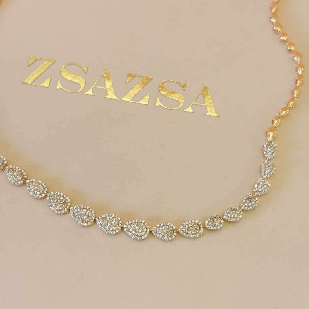Zircone teardrop gold plated sterling silver necklace