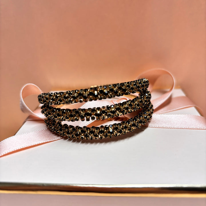 3 rows black gold bangle