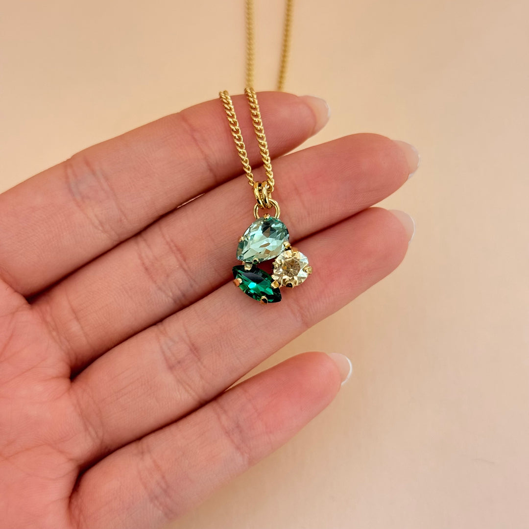 Mixed green and champagne Swarovski crystals set