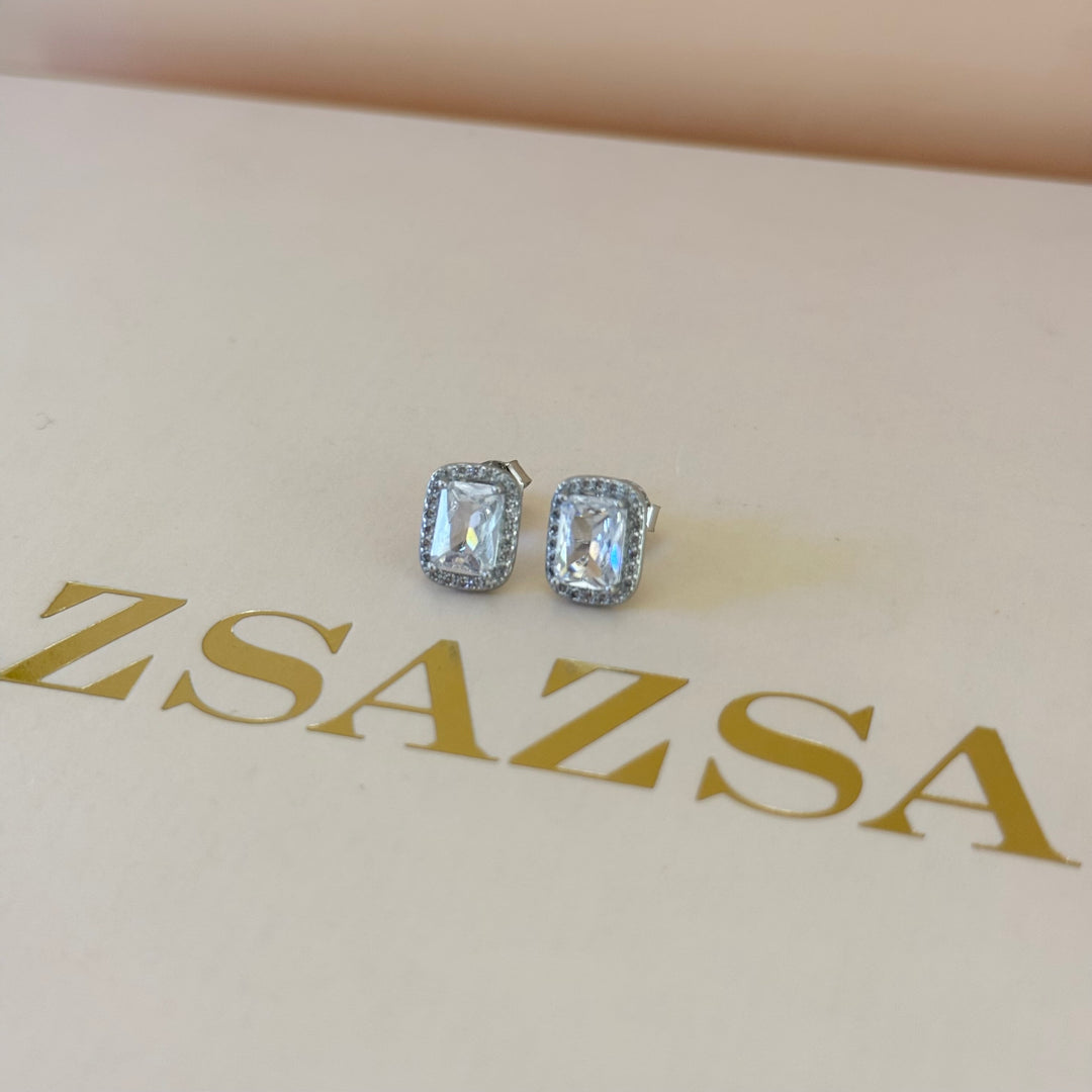 Rectangular zircone Sterling silver set