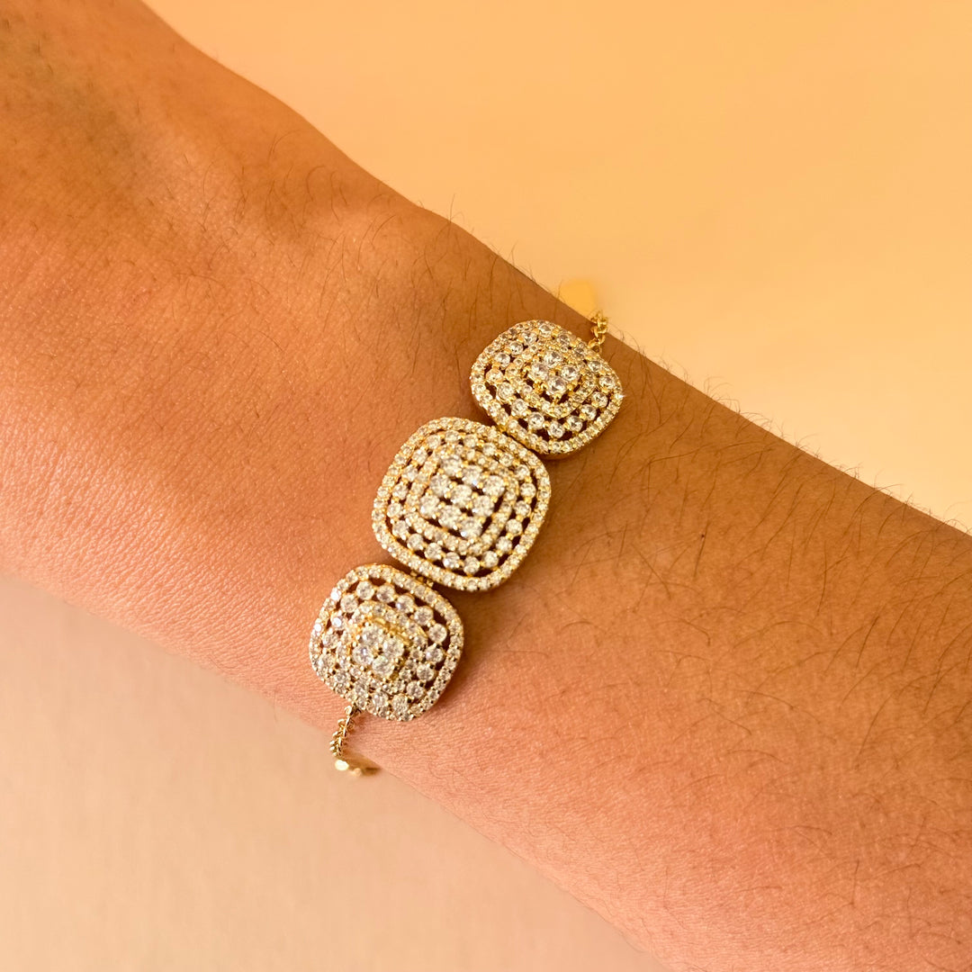 Squares zircone gold plated set