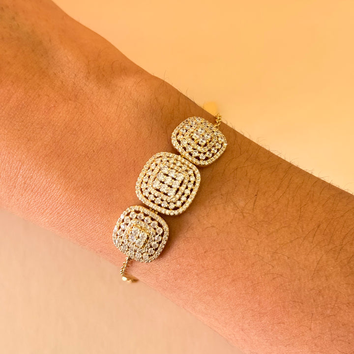 Squares zircone gold plated set