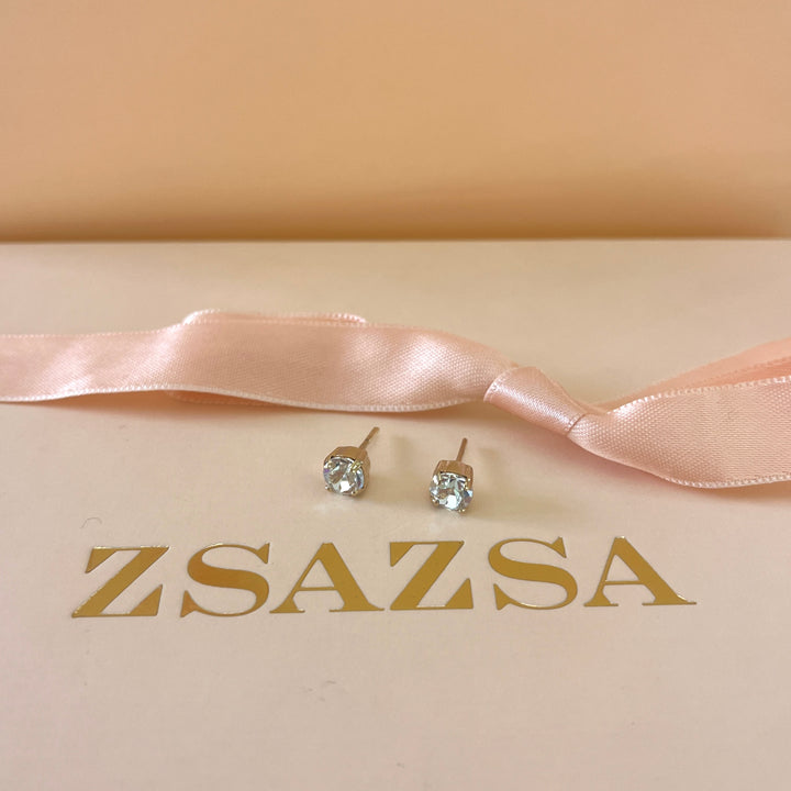 Preciosa crystals round gold plated solitarie studs