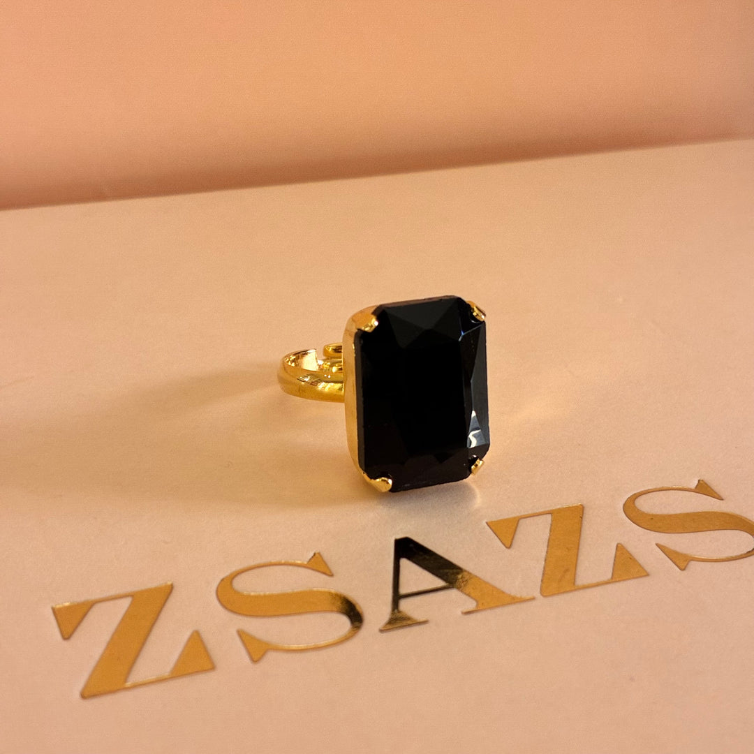 Black rectangular Preciosa crystals set