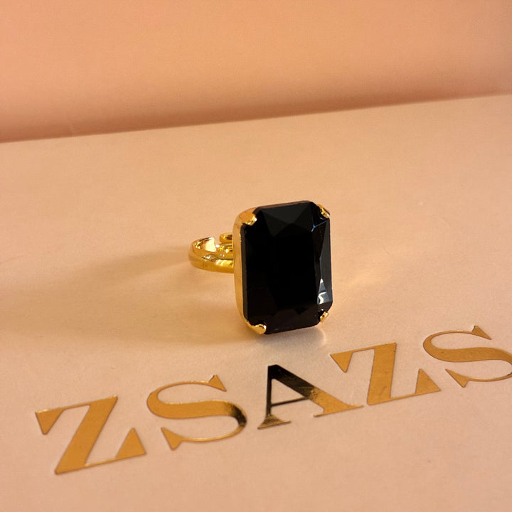 Black rectangular Preciosa crystals set