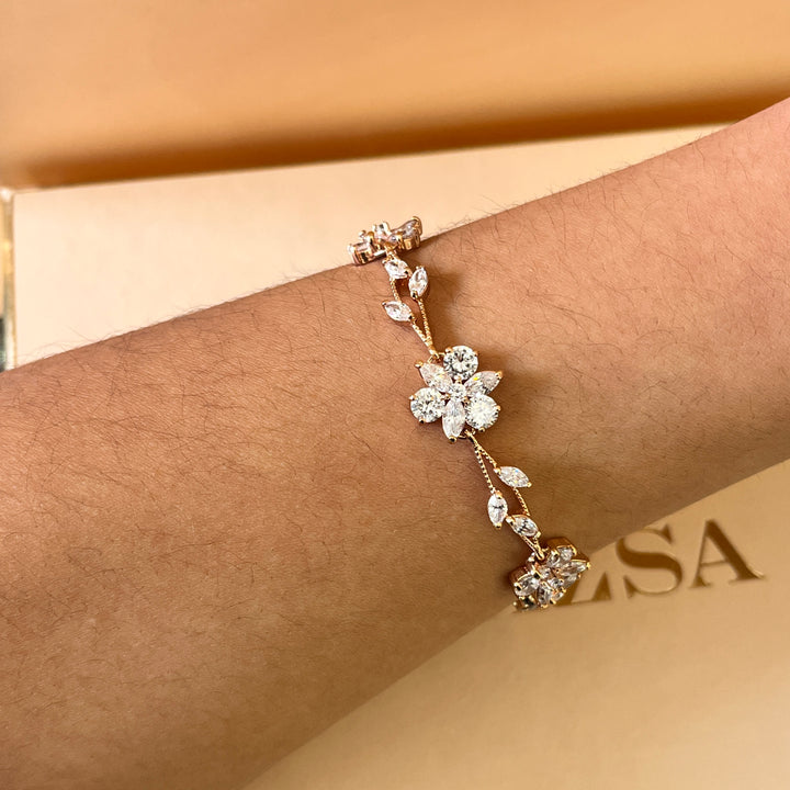 Marquise and round zircone rose gold plated bracelet