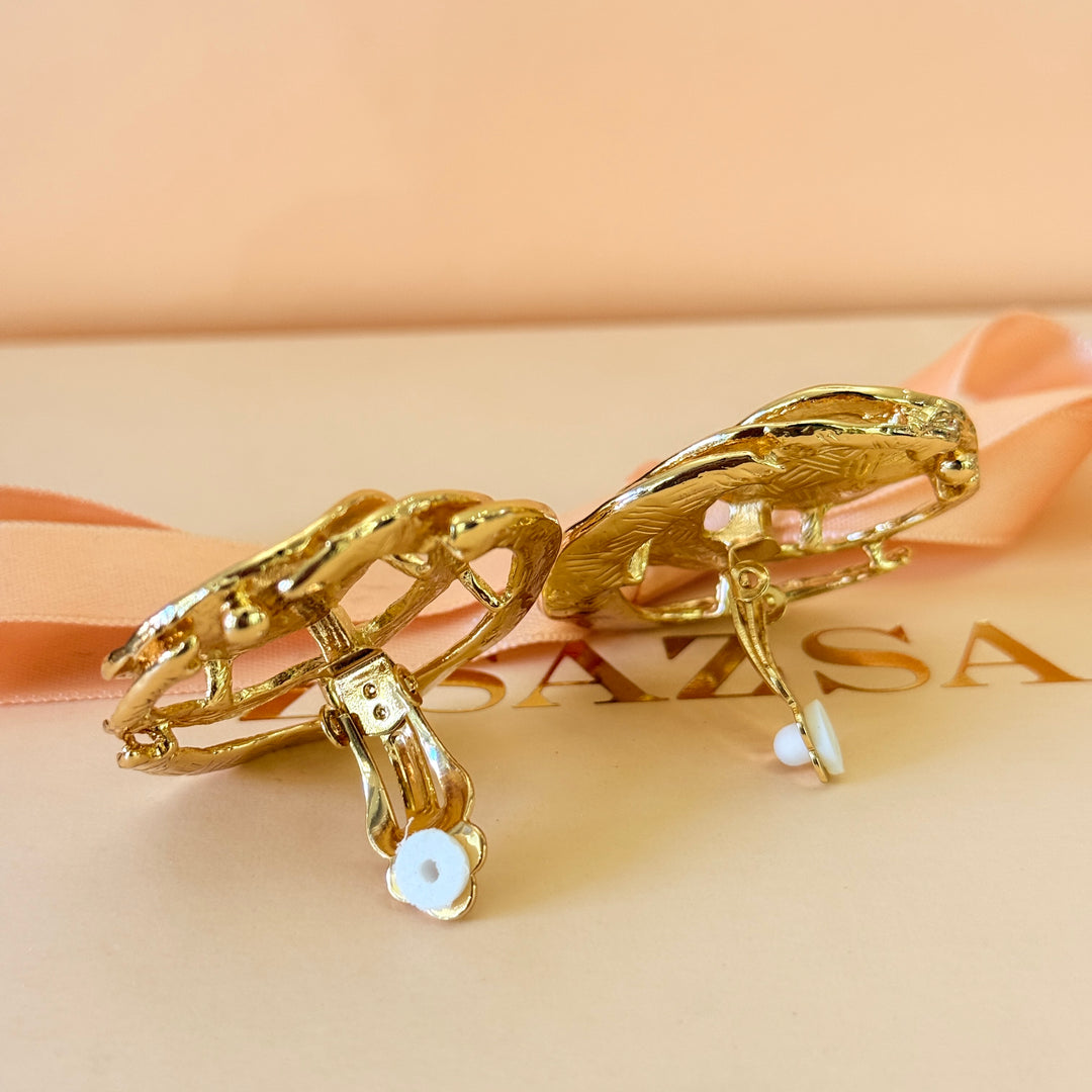 Plain chunky gold plated clip on earrings