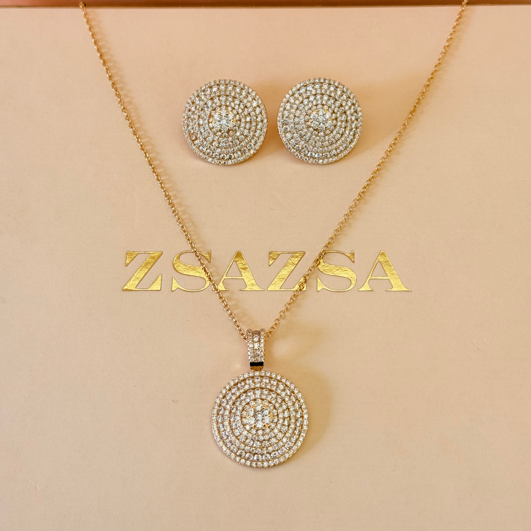 Round zircone gold plated set