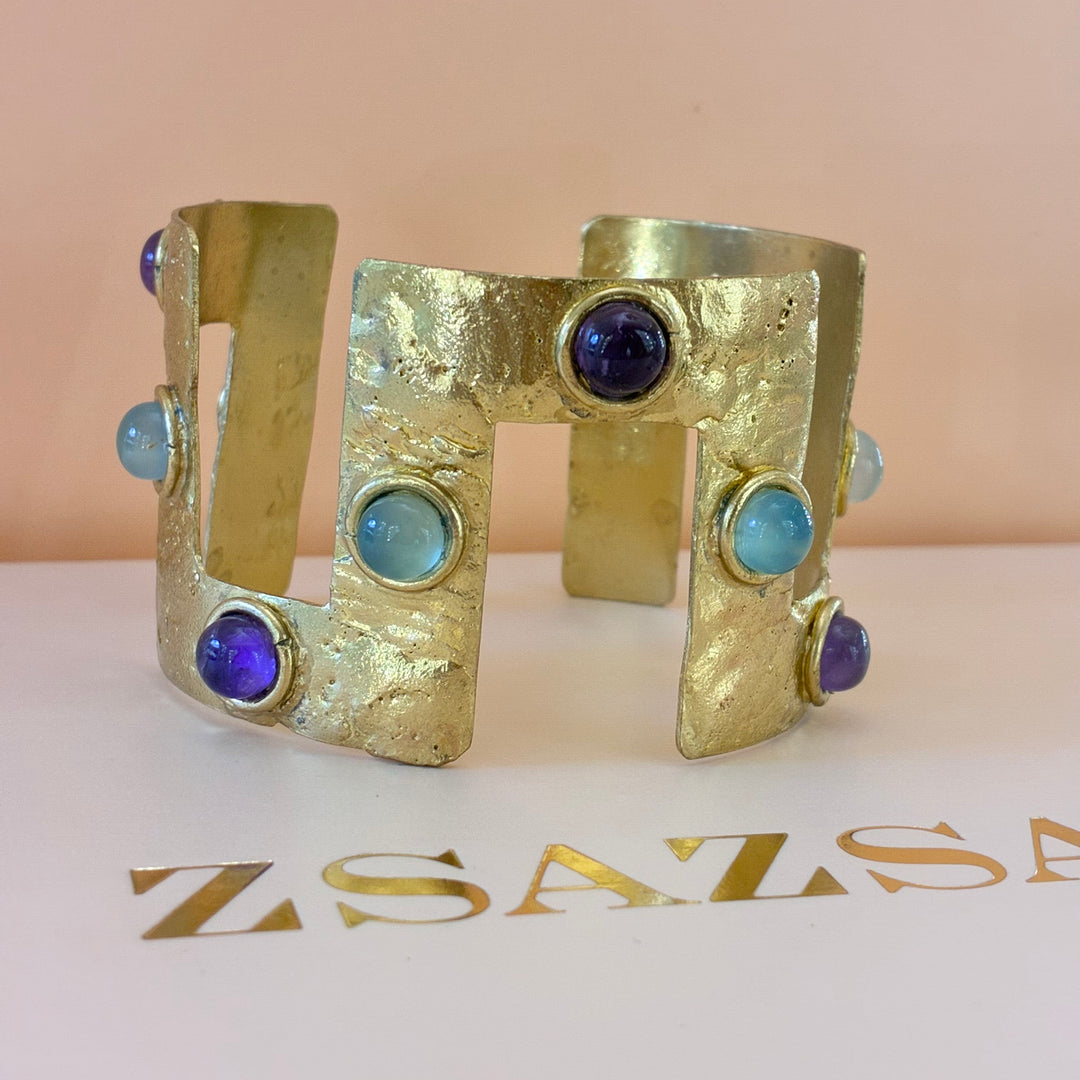 Handmade amethyst gold plated set