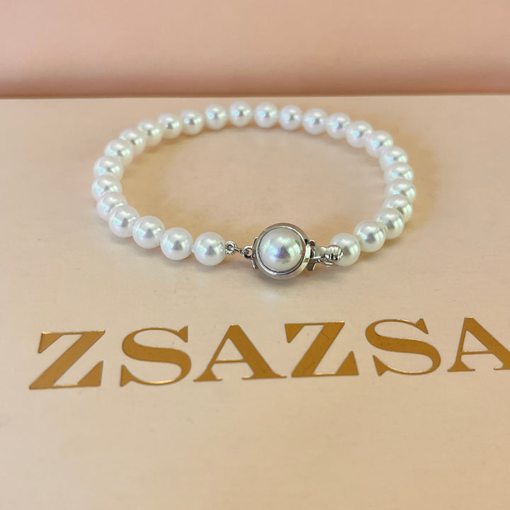 White Mallorca pearls white gold plated bracelet
