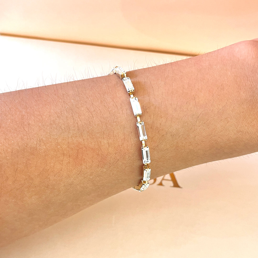 Swarovski crystals baguette gold plated set