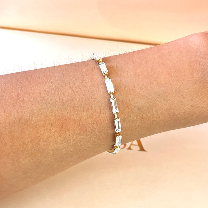 Swarovski crystals baguette gold plated set