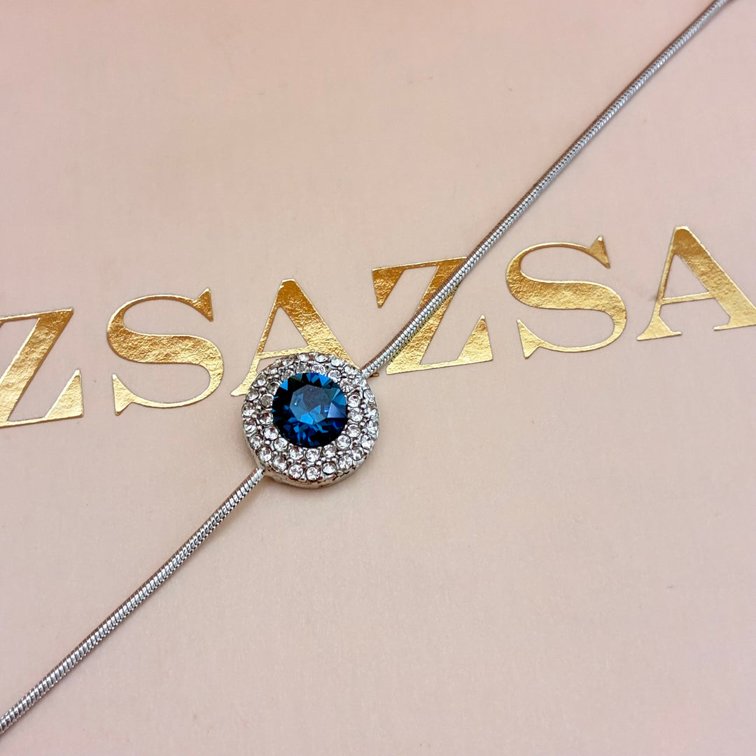 Round navy blue zircone set